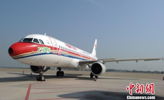 第八屆中國花博會“花博號”飛機首航(圖)